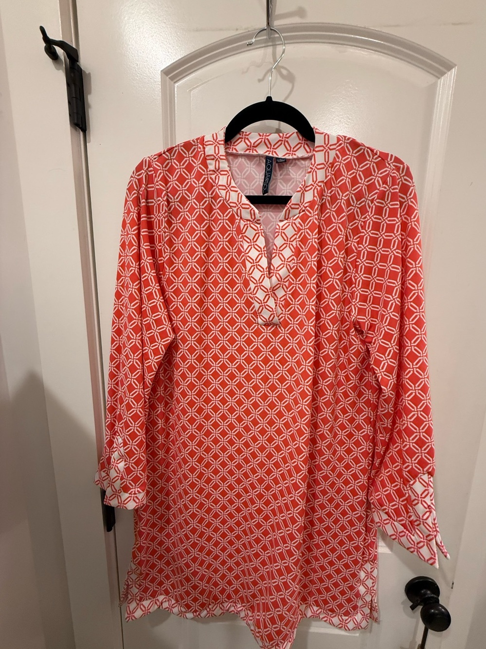 Coral Geometric Tunic Top